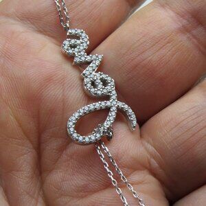 *925 Sterling Silver Diamond Love Bracelet